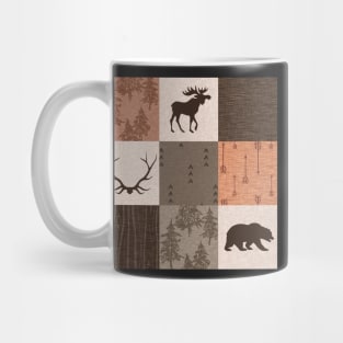 woodland patchwork - rust/brown Mug